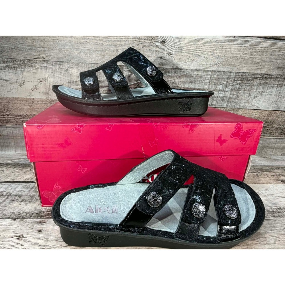 Alegria Womens Venice Slickery Sandal Size 5.5‎ Black